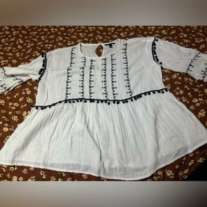 Lane Bryant white embroidered top
